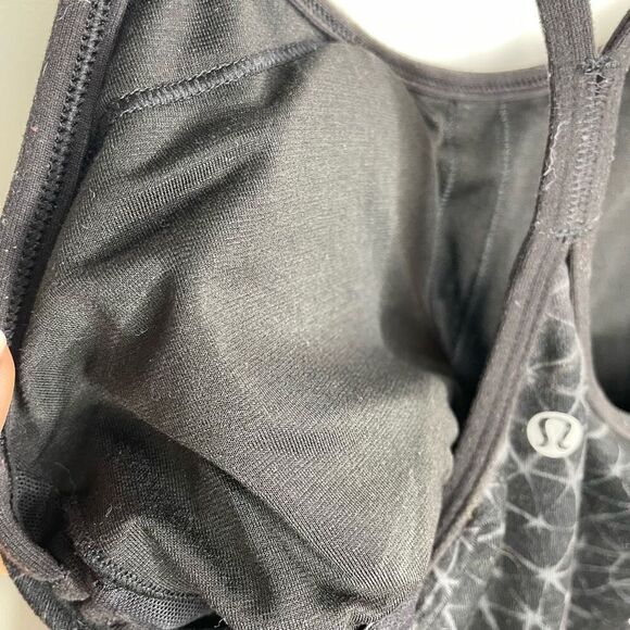 Lululemon Tank Lot Power Y &‎ Crew Built In Bra Top 4 6 Gray Black Workout Gym - Picture 8 of 11